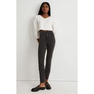 Madewell Stovepipe Jeans Banberry Wash Raw Hem Gray Denim Stretch High Rise 32P